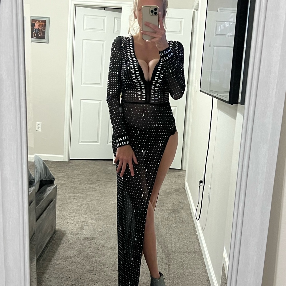 Rhinestone Mesh Dress